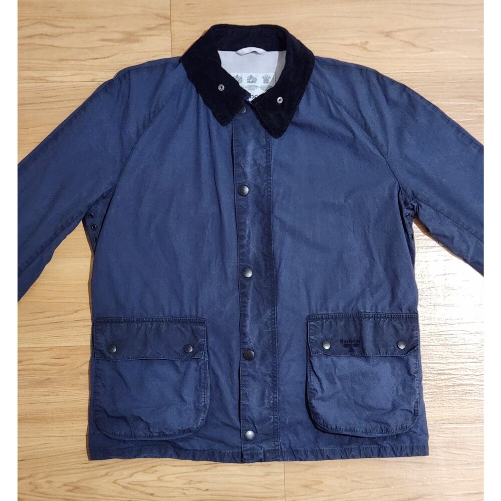 Barbour Beacon Morgan Wax Navy Blue Full Zip Jacket Size Med